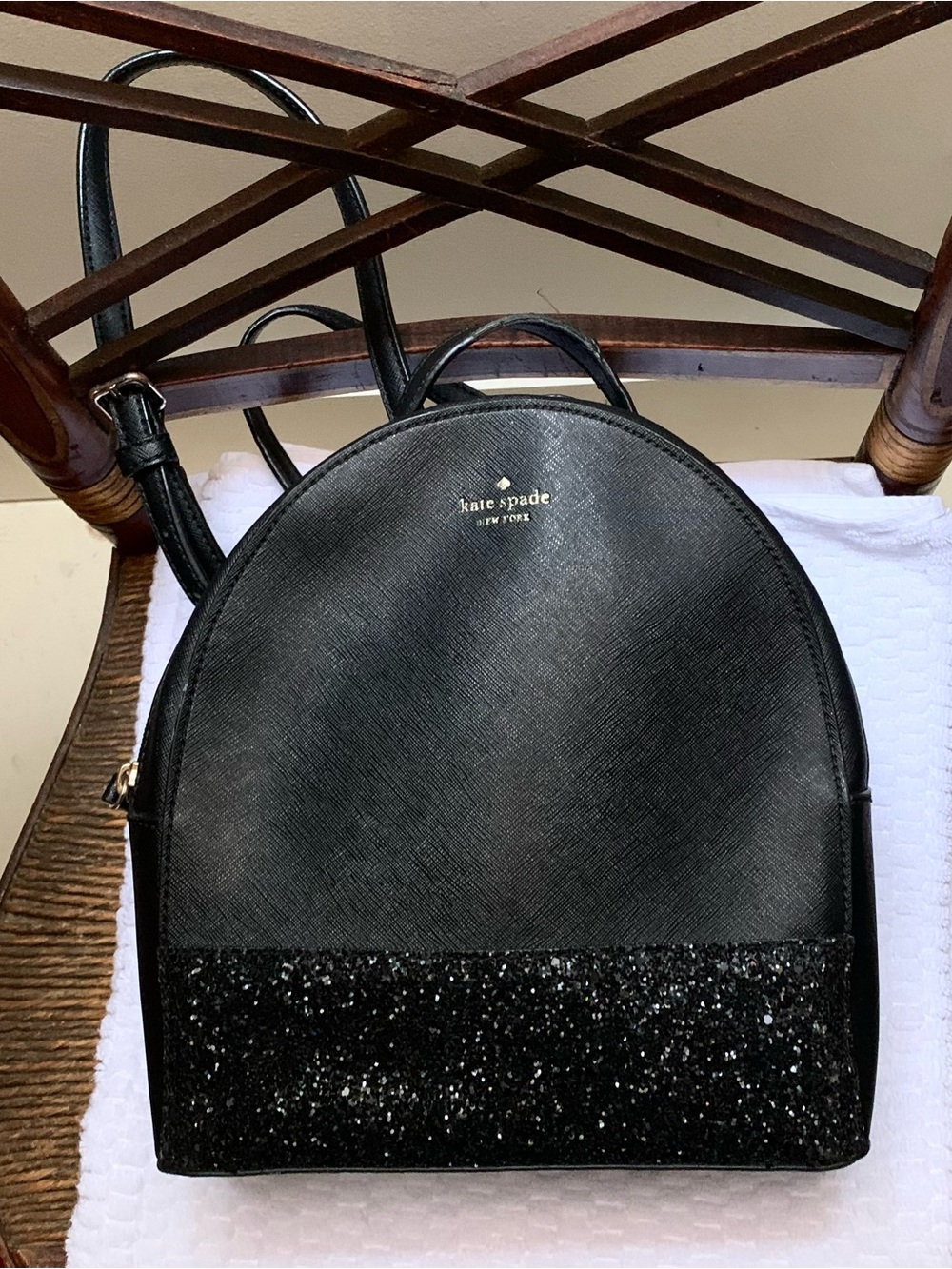 kate spade Black pvc Greta Backpack with Glitter Accent